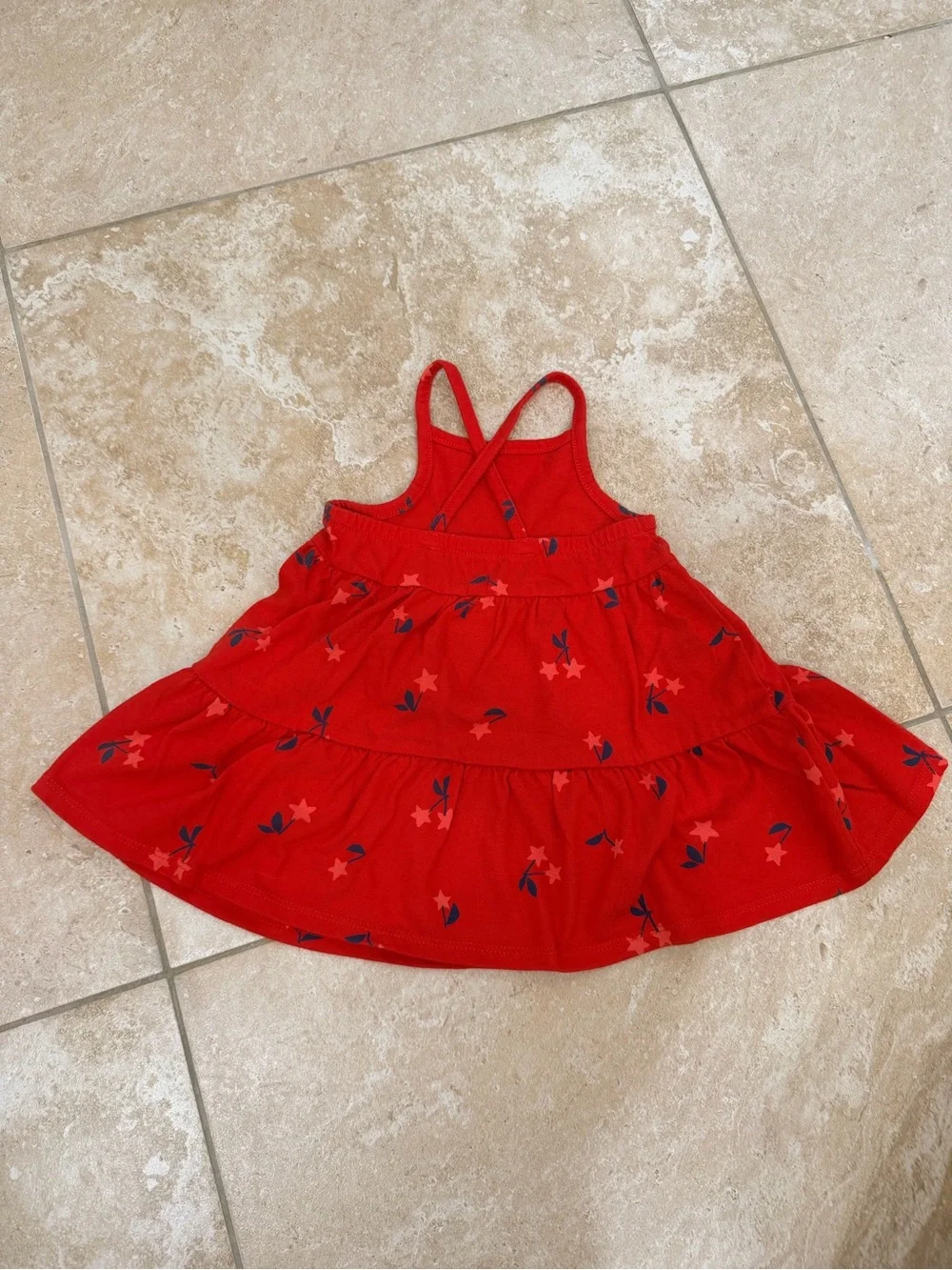 Red “Cherry” Star-Print Tiered Girl’a Sundress